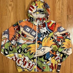 Members Only x Nickelodeon Zip Windbreaker Rugrats Arnold Cartoon Sz M NWT